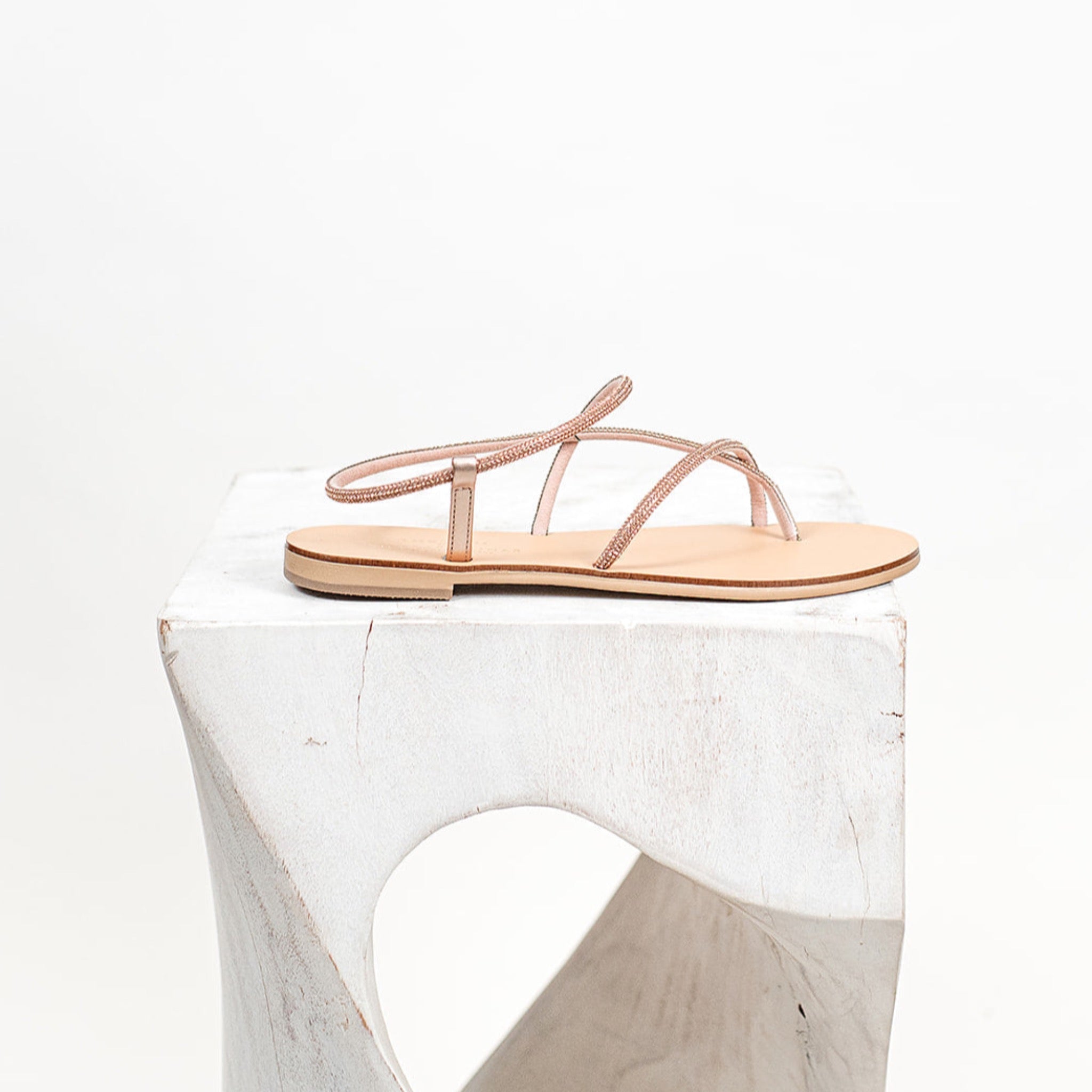 rose gold strappy sandals