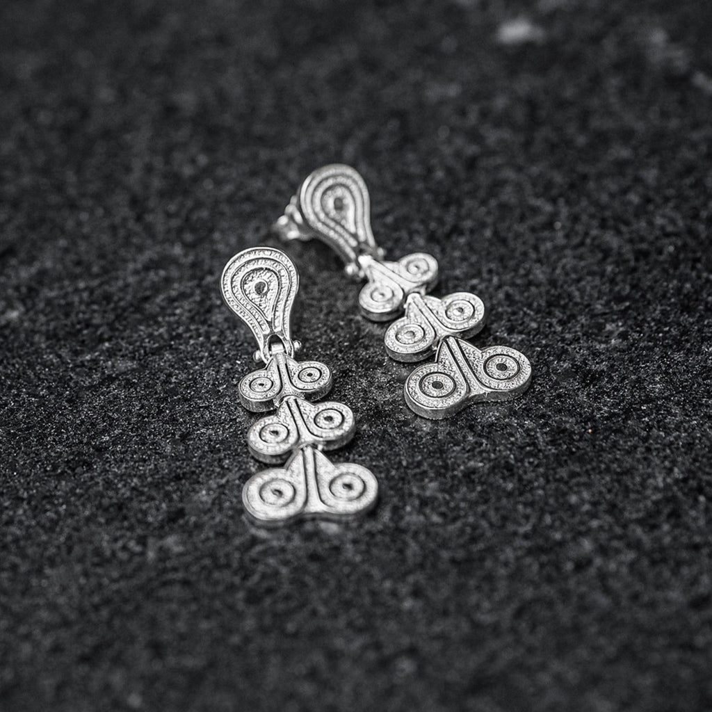 Silver earrings inspired by Ancient Greek design. Contains no nickel.